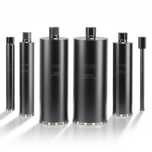 VEVOR 6-tlg. Nass-Diamantkernbohrer φ25,4-152,4 mm, 356 mm Tiefe, 1-1/4"-7 Innengewinde für Stahlbeton/Ziegel, QXZTSS114YC7JVJEI001V0