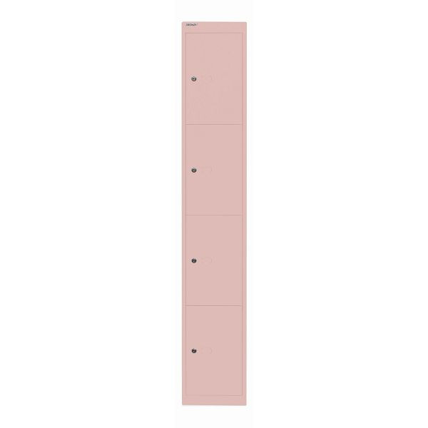 Bisley Schließfachschrank Office, 4 Fächer, Tiefe 305 mm, 620 pastellpink, CLK124620