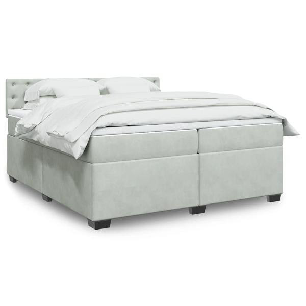 vidaXL Boxspringbett mit Matratze Hellgrau 200x200 cm Samt, 3288714
