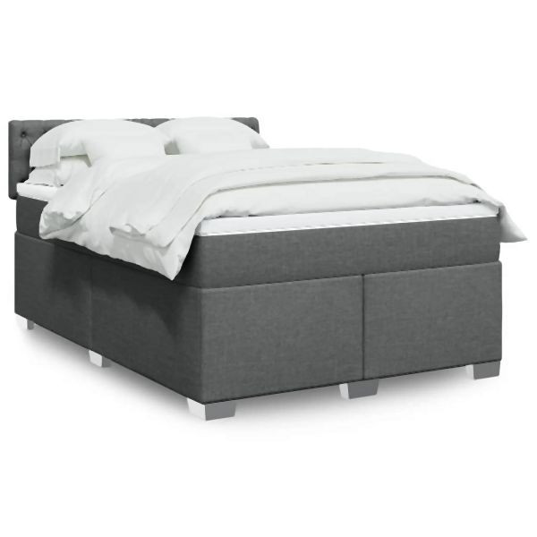 vidaXL Boxspringbett mit Matratze Dunkelgrau 160x200 cm Stoff, 3288247