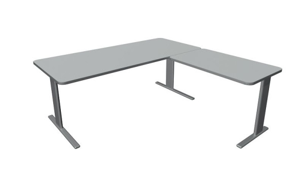 Kerkmann Schreibtisch Unic B 1800 x T 800 x H 750 mm, Anbauelement 1000 x 600 mm, lichtgrau, (Montage), 11334511-1