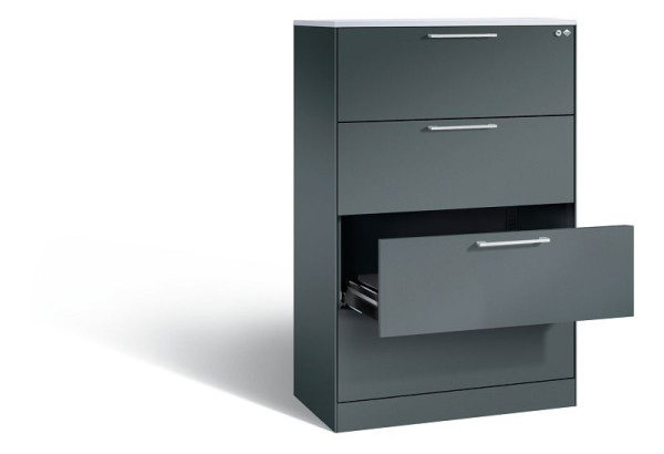 C+P Schubladenschrank Asisto, H1310xB800xT435 mm, Anthrazit/DBS Hellgrau, 146023-422 S10101