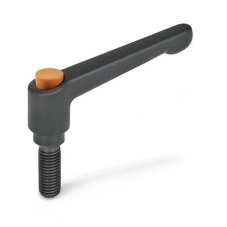 Ganter Verstellbare Klemmhebel, mit Ausrastknopf, Zink-Druckguss, Schraube Stahl (GN 303-30-M6-12-SW-O), VE: 10 Stück, 303-30-M6-12-SW-O