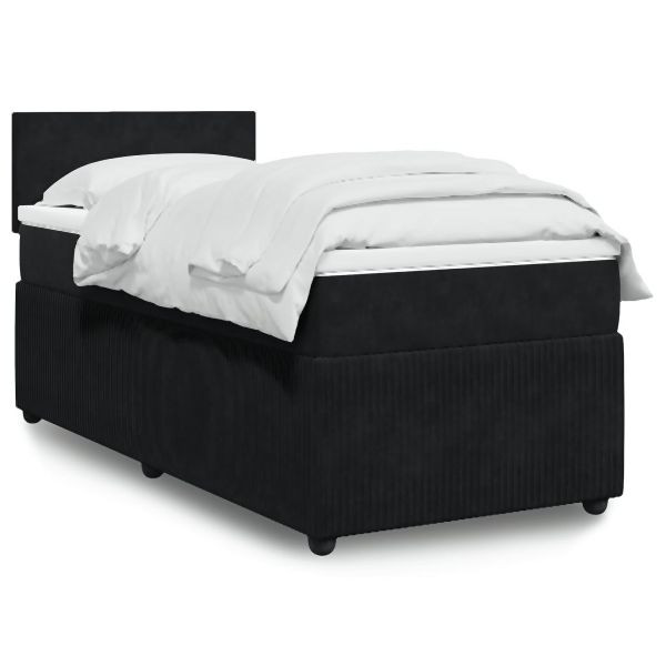 vidaXL Boxspringbett mit Matratze Schwarz 90x200 cm Samt, 3287634