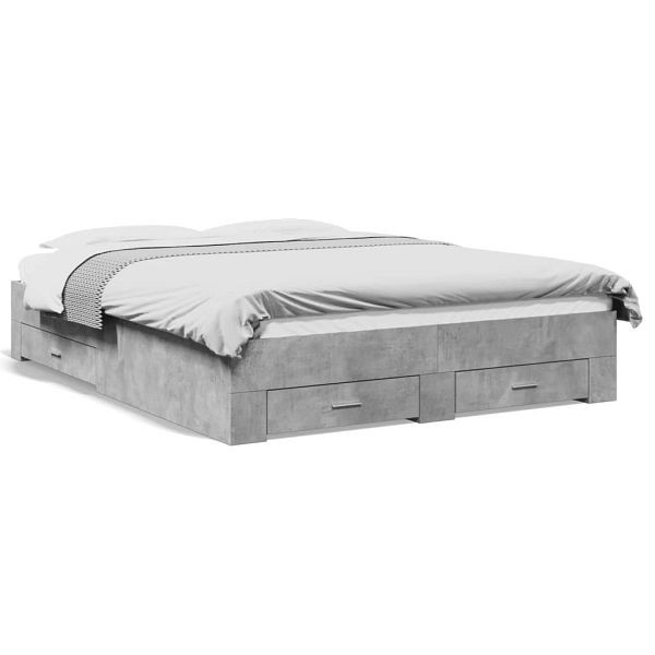 vidaXL Bettgestell mit Schubladen Betongrau 160x200 cm Holzwerkstoff, 3280373