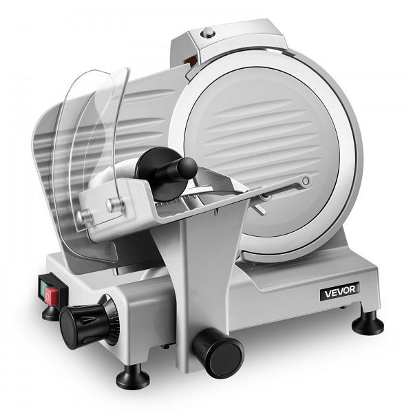 VEVOR Fleischschneidemaschine 300W, Elektrische Aufschnittmaschine mit 25cm Kohlenstoffstahl-Klinge, 0-12mm Schnittdicke, DRQPJSYKSYBZERW3C001V2