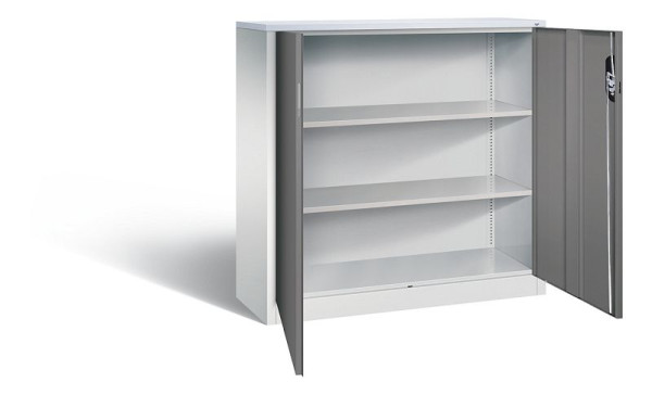 C+P Büroschrank Acurado, H1200xB1200xT400mm, Farbe: Lichtgrau / Vulkangrau, Muldengriff, 3 OH, 9467-1200 S10181
