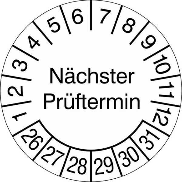 Stein HGS Prüfplaketten ohne Jahresfarbe (6 Jahre), Papier, Ø 20 mm, 2026-2031, 31.c7031-26