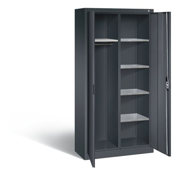 C+P Akten-/Garderobenschrank Acurado, H1950xB930xT400mm, Farbe: Schwarzgrau, Muldengriff, 8920-312 S10186