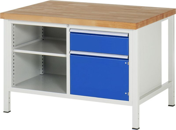 RAU Werkbank Serie 8000 - Modell 8461, B1250 x T900 x H840-1040 mm, Systemunterbau B1235 x T850 x H800-1000 mm, 03-8461A2-129B4H.11