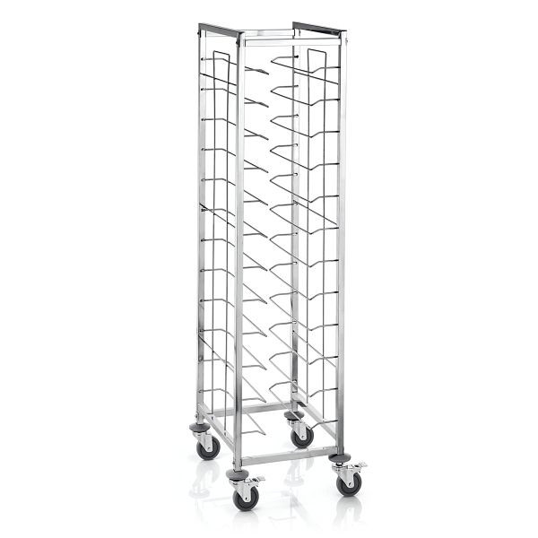 WAS Tablettwagen für 12 Tabletts, 53 x 42 x 180 cm, Chromnickelstahl, 1945455