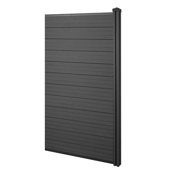 Mendler WPC-Sichtschutz Sarthe, Windschutz Zaun, WPC-Pfosten, Erweiterungselement schmal, 0,98m anthrazit, 65036+65037