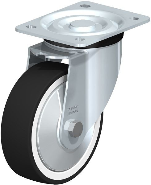 Blickle L-POTH 150G-FA Stahlblech-Lenkrolle, mittelschwere Ausführung, mit Anschraubplatte, Thermoplastisches Polyurethan, Grau, 68965