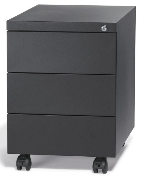 Deskin Rollcontainer BASE L, Stahl, Schwarzgrau RAL 7021, B 390 x H 550 x T 790 mm, 251565