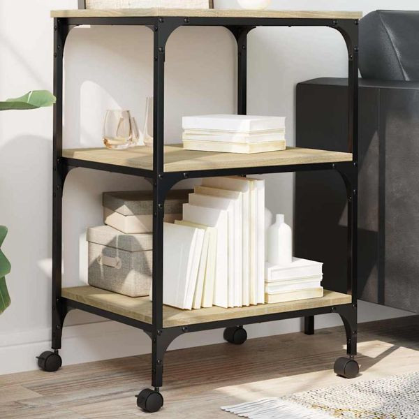 vidaXL Druckerständer 3 Ablagen Sonoma-Eiche 50x41x75 cm, 842287