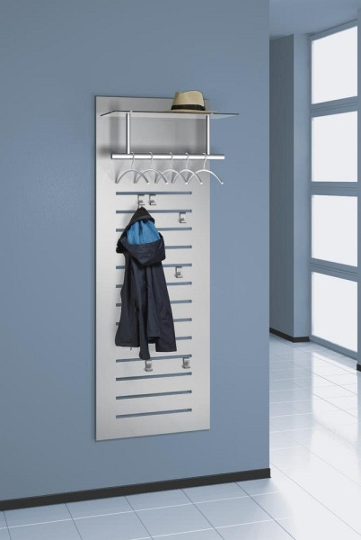 Deskin Wandgarderobe DELUXO ink. 5 Kleiderbügeln und Haken, alusilber, H 1700 x B 600 x T 50 x 300 mm, 213949