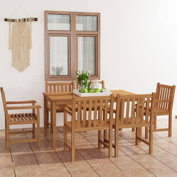 vidaXL 7-teilig Garten-Essgruppe Massivholz Teak, 3059936