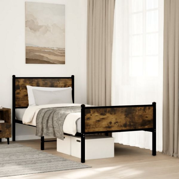 vidaXL Metallbett ohne Matratze Räuchereiche 80x200 cm, 4007841