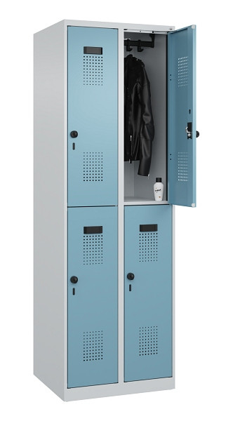 C+P Doppelstöckiger Spind Evolo PLUS, 4 Fächer, 1850x600x500mm, 7035/0010, Drehriegel, 049300-20 S10009