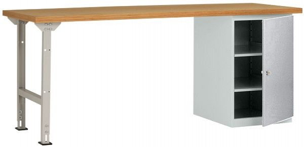 Manuflex Werkbanksystem COMBI Modell 8 mit Multiplexplatte, BxTxH = 2000 x 700 x 840 mm, Alusilber, WC5124.9006