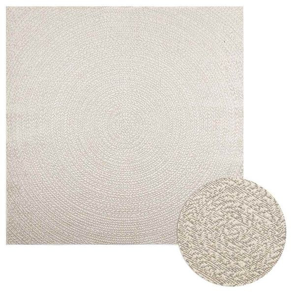 vidaXL Teppich ZIZUR Creme 200x200 cm Jute-Optik Indoor und Outdoor, 4010380