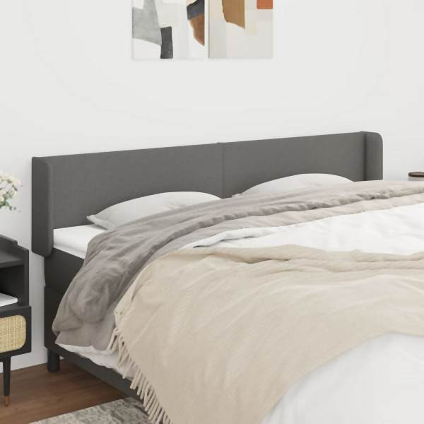 vidaXL Kopfteil mit Ohren Dunkelgrau 163x16x78/88 cm Stoff, 3118495