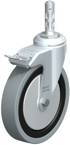 Blickle LKRA-VPA 150G-11-FI-FA-E11 Apparate-Lenkrolle mit Expander & Feststeller, Vollgummi, Grau, 750850