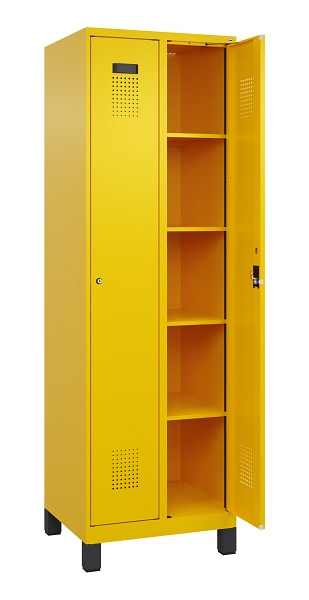 C+P Wäsche-Spind Evolo PLUS, mit Füßen, 2 Abteile, 1950x600x500mm, 1023/1023, Verschluss Zylinderschloss, Ablageböden 8, 049010-20B S10049