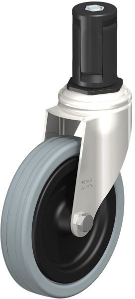 Blickle LKRXA-VPA 125G-11-EXR15 Edelstahl-Apparate-Lenkrolle mit Expander, Vollgummi, Grau, 853286