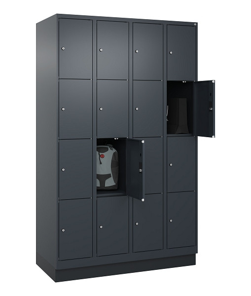 C+P Schließfachschrank Evolo PLUS, mit Sockel, 16 Fächer, 1950x1200x500mm, 7016/7016 Anthrazitgrau, 049020-404 S10016