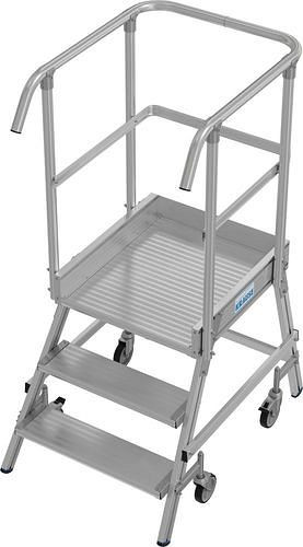 Krause Podest-Leiter aus Aluminium, fahrbar, 3 Stufen, einseitig besteigbar, gemäß EN 131-7, 312164