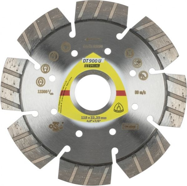 Klingspor DT 900 U Diamanttrennscheiben 115 x 2,4 x 22,23 mm 8 Segmente 33 x 2,4 x 12 mm Standard Turbo, für Winkelschleifer, 325206