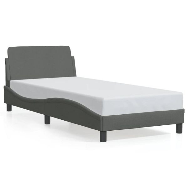 vidaXL Bettgestell mit Kopfteil Dunkelgrau 90x190 cm Stoff, 373086