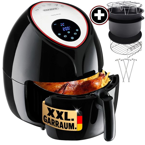 monzana Heißluftfritteuse 9in1 Schwarz 1850W mit 9-tlg Zubehör, 997369