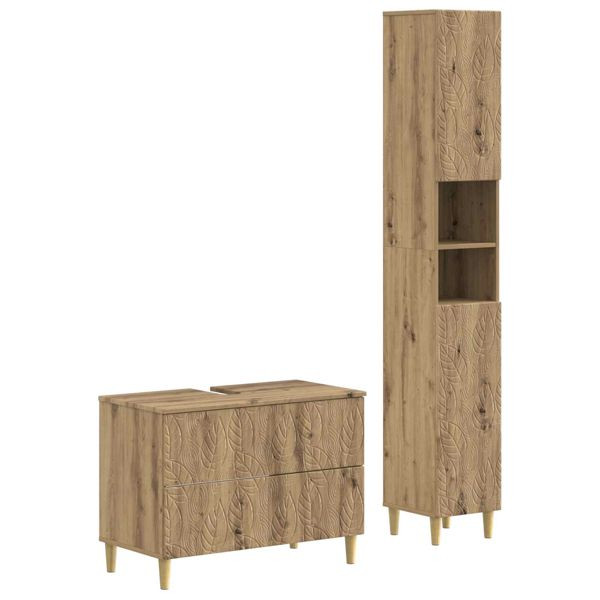 vidaXL 2-teiliges Badezimmer Schrank Set DELFT Artisan-Eiche, 3417548