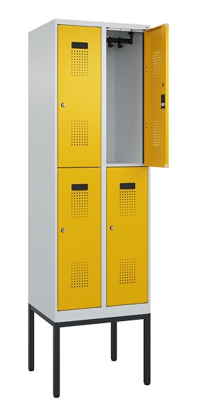 C+P Doppelstock-Spind Evolo PLUS, Gestell, 4 Fächer, 2120x600x500mm, 7035/1004, Zylinderschloss, 0493307-20 S10027