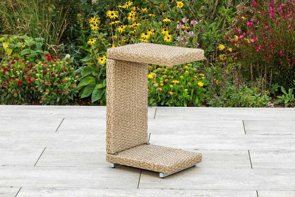 Merxx Andalusia Beistelltisch, 42 x 33 x64, naturgrau, Aluminium mit Kunststoffgeflecht, 28835-259