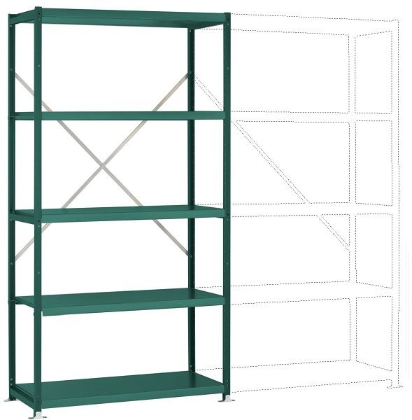 Manuflex Fachboden-Steckregal Color Grundregal mit 5 Stahlböden, HxBxT = 2000 x 1030 x 400 mm, graugrün, RP1052.0001