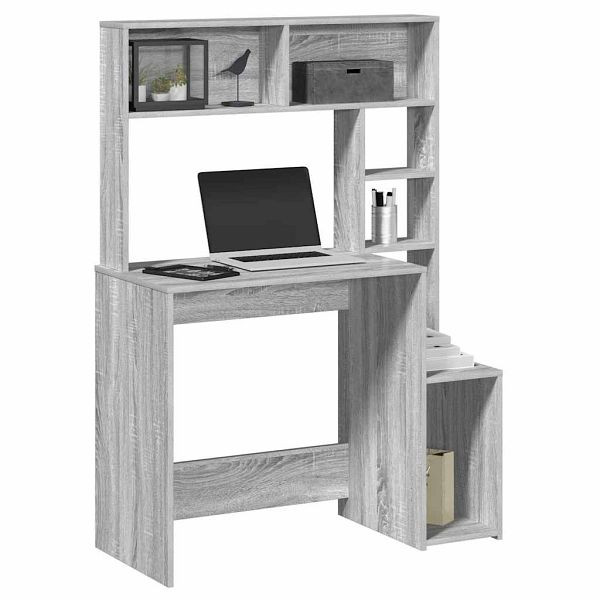 vidaXL Schreibtisch mit Regal Grau Sonoma 100x45x140 cm Holzwerkstoff, 860441