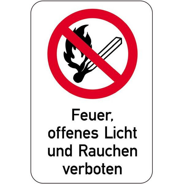 Stein HGS Sonderschild, Feuer, offenes Licht und Rauchen verboten, 400 x 600 mm, 14968