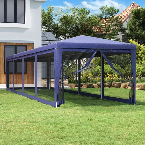 vidaXL Partyzelt mit 10 Mesh-Seitenwänden Blau 3x12 m HDPE, 319247