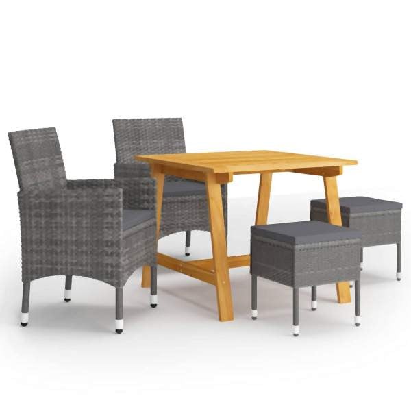 vidaXL 5-tlg. Garten-Essgruppe Grau, Massivholz, 3068692