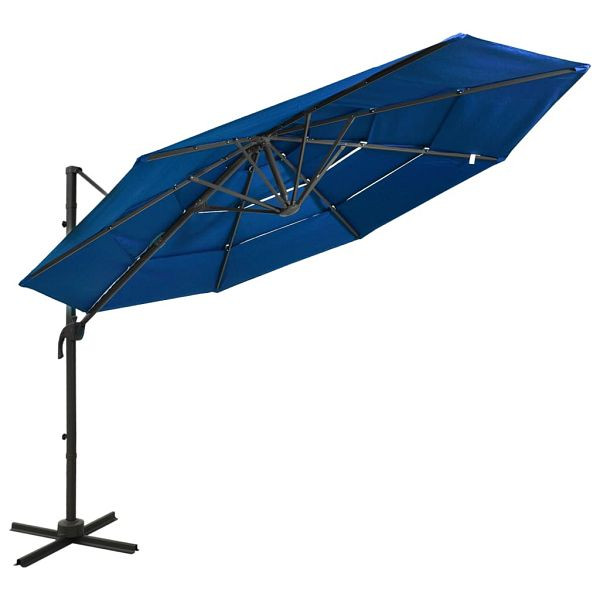 vidaXL Sonnenschirm mit Aluminium-Mast 4-lagig Azurblau 3x3 m, 313835