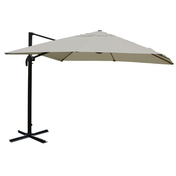 Mendler Gastronomie-Ampelschirm HWC-A96, Sonnenschirm, 3x4m (Ø5m) Polyester/Alu 26kg, creme-grau ohne Ständer, drehbar, 76875+122472