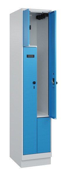 C+P Z-Spind Evolo PLUS, Sockel, 2 Fächer, 1950x400x500mm, 7035/5012, Drehriegel, 049023-122 S10001