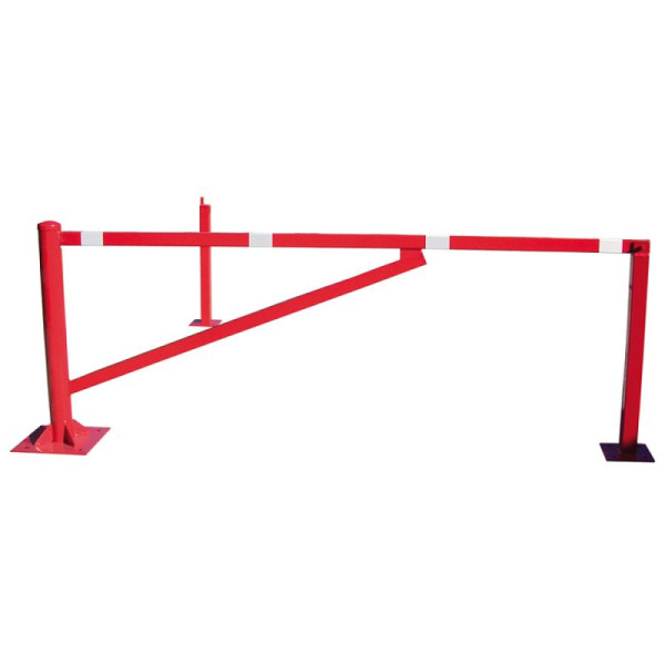 Stein HGS Drehschranke, 3500 mm / rot beschichtet, mit weiß reflektierenden Ringen, Profilzylinderschloss verschiedenschließend, zum Einbetonieren, 413.350bz