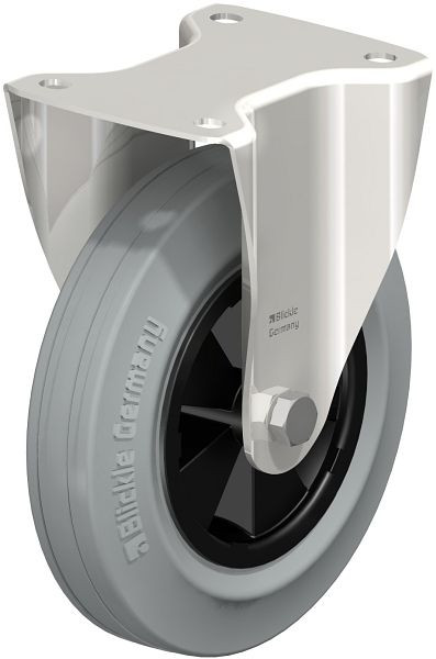 Blickle BX-VPP 200G-SG Edelstahl-Bockrolle mit Anschraubplatte, Vollgummi, Grau, 67918