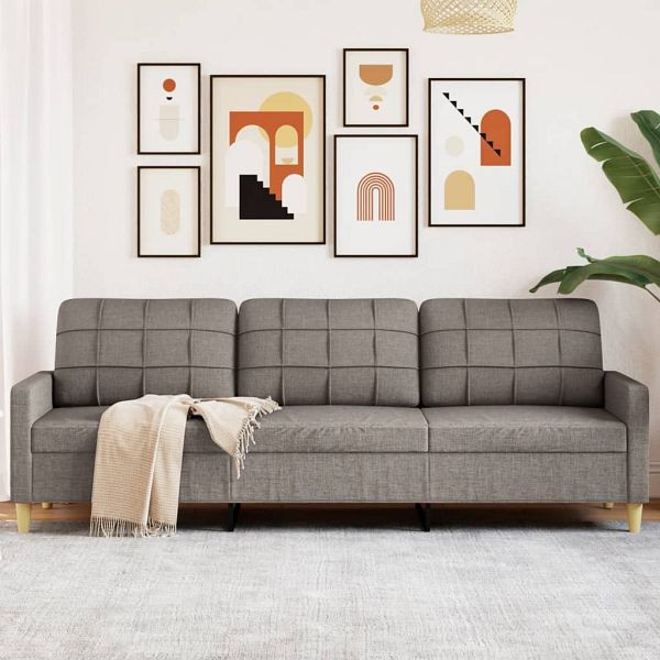 vidaXL 3-Sitzer-Sofa Taupe 210 cm Stoff, Füllung: Schaumstoff, 4007421