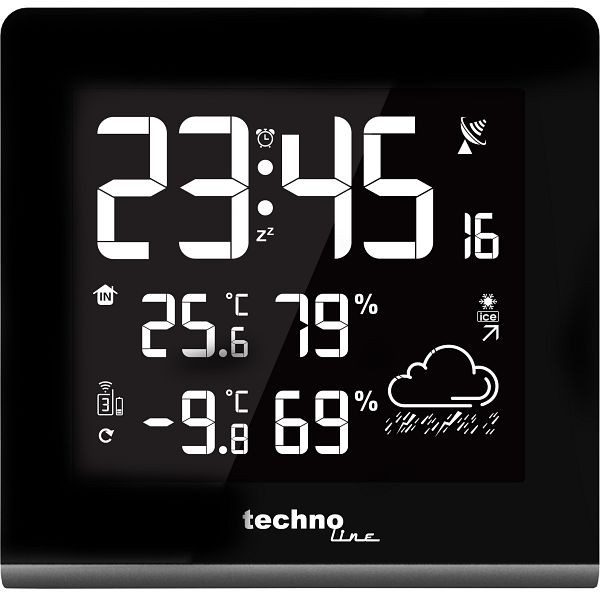 Technoline Wetterstation, DCF-77 Funkuhr mit manueller Einstelloption, Abmaße: 165 x 170 x 26 mm, WS 9065