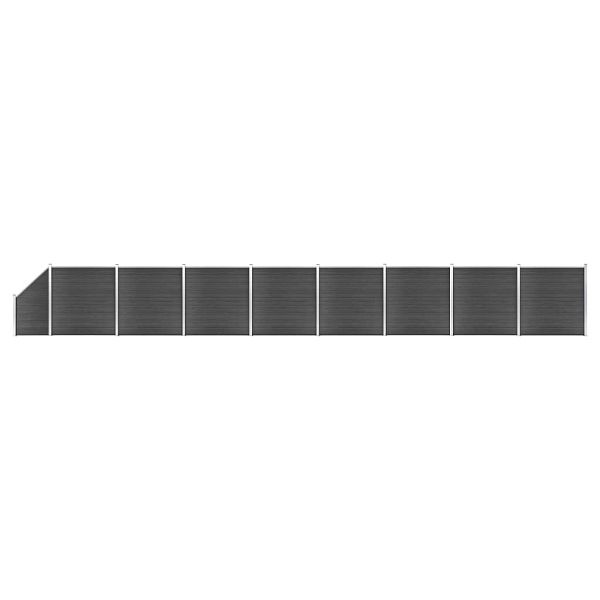 vidaXL Zaunelement Set WPC 1484x(105-186) cm Schwarz, 3070444